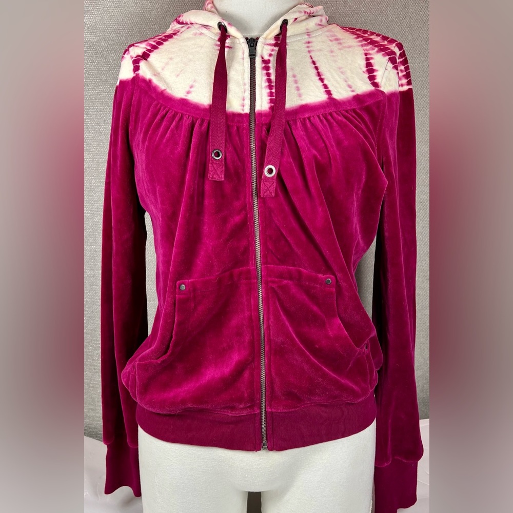 Calvin Klein Women’s Zip-up Velour Jacket Size Large Beet Red
